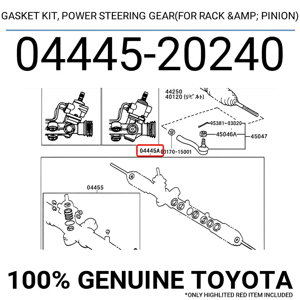 GASKET KIT, POWER STEERING GEAR(FOR RACK & PINION), Toyota 0444520240