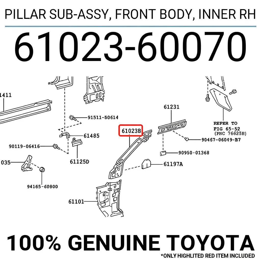 PILLAR SUB-ASSY, FRONT BODY, INNER RH : 6102360070