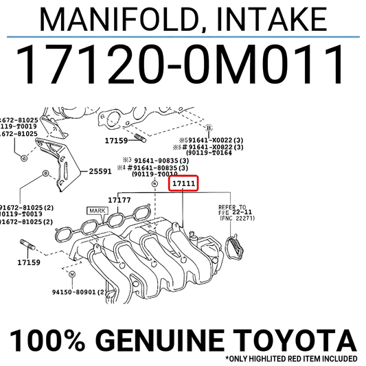 Toyota 171200M011 Manifold assy, intake