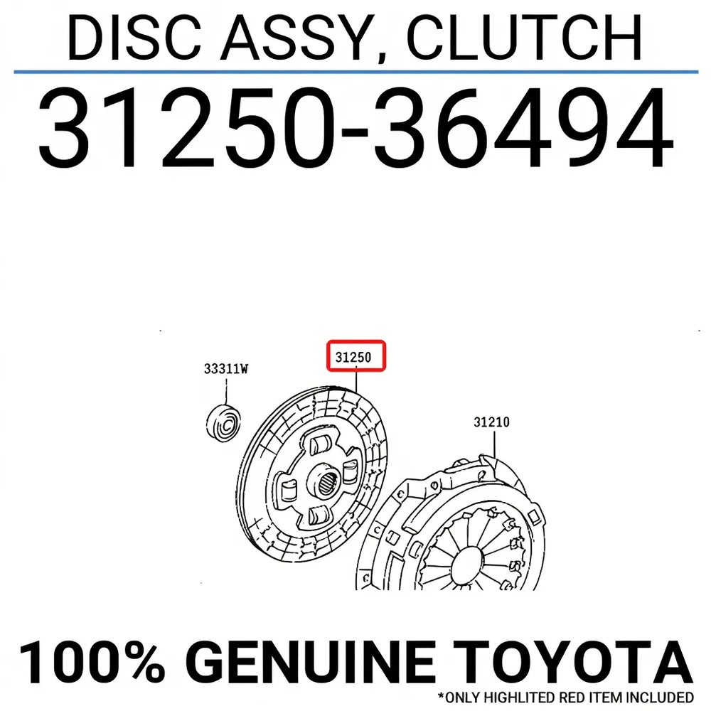 Toyota 3125036494 Disc assy, clutch