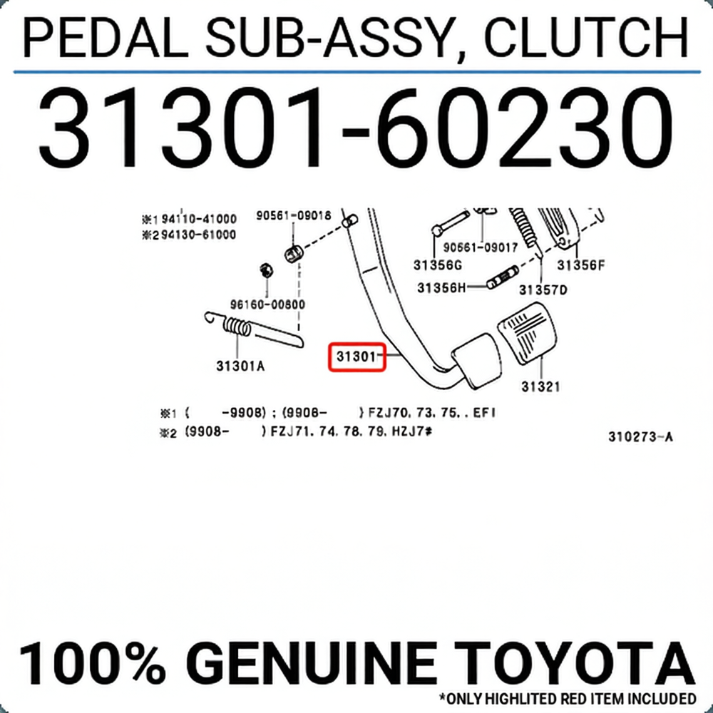 Toyota 3130160230 Pedal assy, clutch