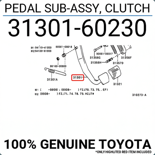 Toyota 3130160230 Pedal assy, clutch