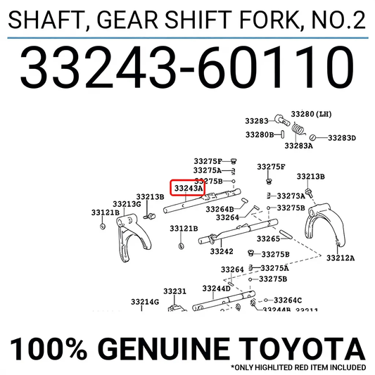 SHAFT, GEAR SHIFT FORK, NO.2, Toyota 3324360110