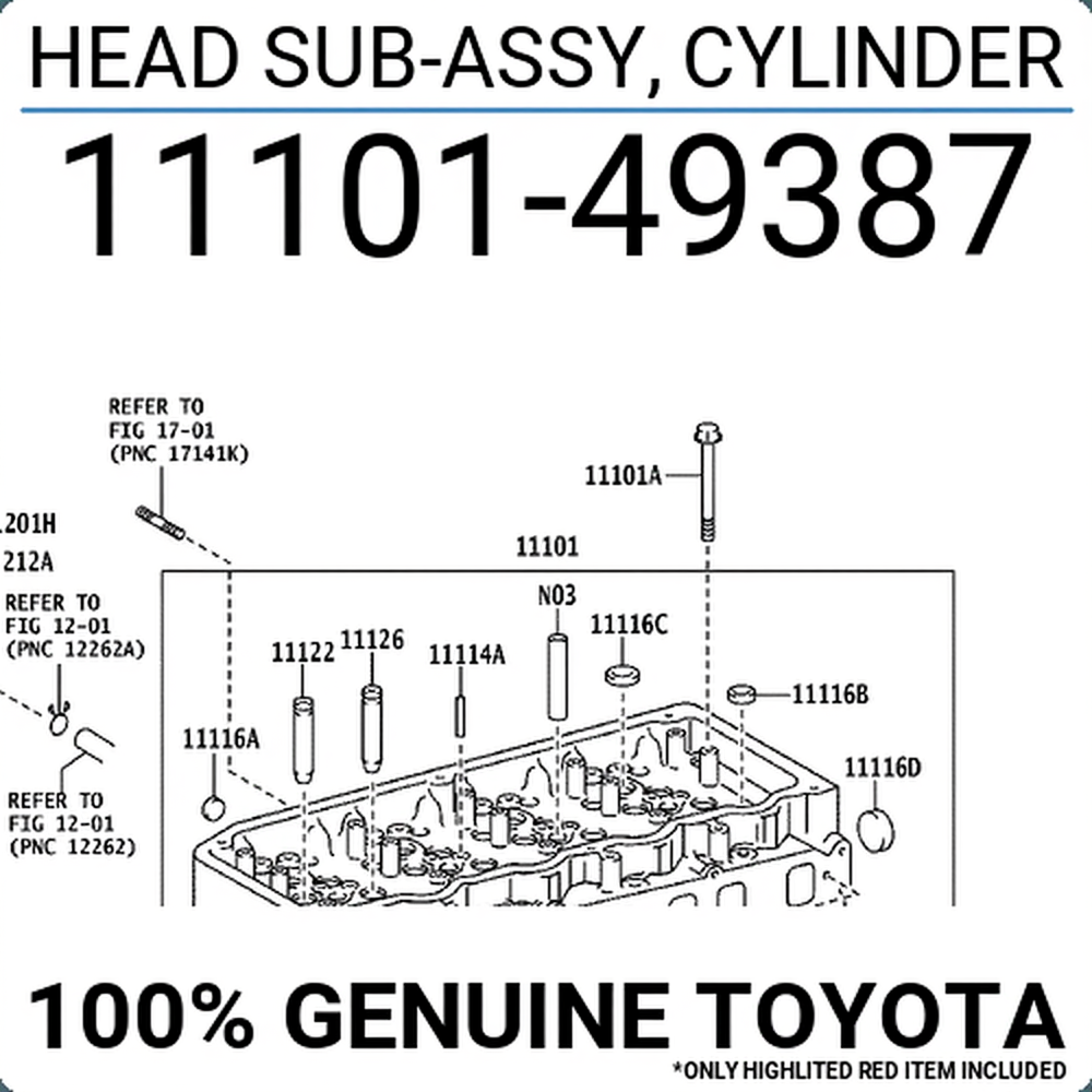 HEAD SUB-ASSY, CYLINDER, Toyota 1110149387