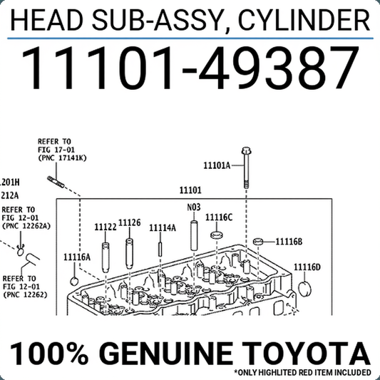 HEAD SUB-ASSY, CYLINDER, Toyota 1110149387