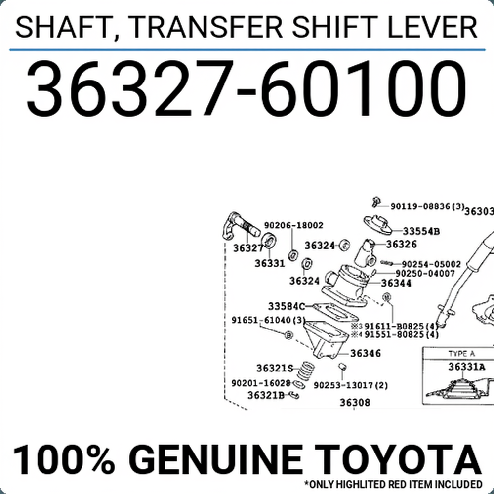 SHAFT, TRANSFER SHIFT LEVER, Toyota 3632760100
