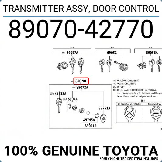 TRANSMITTER ASSY, DOOR CONTROL, Toyota 8907042770