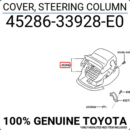 COVER, STEERING COLUMN, Toyota 4528633928E0