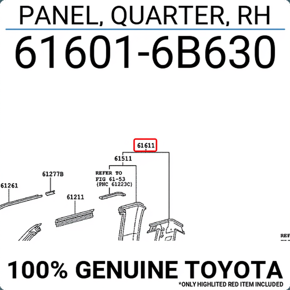 PANEL, QUARTER, RH : 616016B630