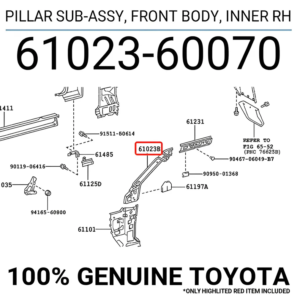 PILLAR SUB-ASSY, FRONT BODY, INNER RH : 6102360070