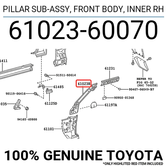 PILLAR SUB-ASSY, FRONT BODY, INNER RH : 6102360070