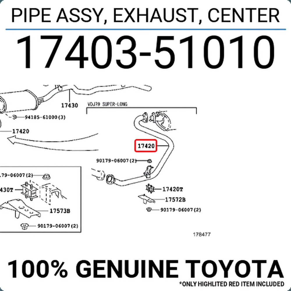 PIPE ASSY, EXHAUST, CENTER : 1740351010